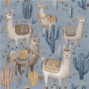 Cristiana Masi|Papier Peint pour enfants, animaux de la forêt bleu-vert|Enfants
