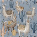 Cristiana Masi|Denim blue children's wallpaper with llamas and cacti|Children's