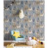 Cristiana Masi|Papier Peint enfant lamas cactus bleu denim|Enfants