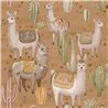 Cristiana Masi|Papier Peint enfant lamas cactus Marron terre|Enfants