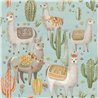 Cristiana Masi|Aqua green children's wallpaper with llamas and cacti|Children's