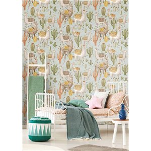 Cristiana Masi|Papier Peint pour enfants, animaux de la forêt bleu-vert|Enfants 2