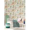 Cristiana Masi|Aqua green children's wallpaper with llamas and cacti|Children's