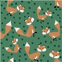 Cristiana Masi|Papier Peint pour enfants avec renards sur fond vert forêt|Enfants
