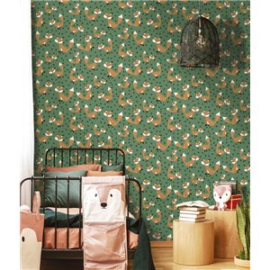 Cristiana Masi|Papier Peint pour enfants, animaux de la forêt bleu-vert|Enfants 2
