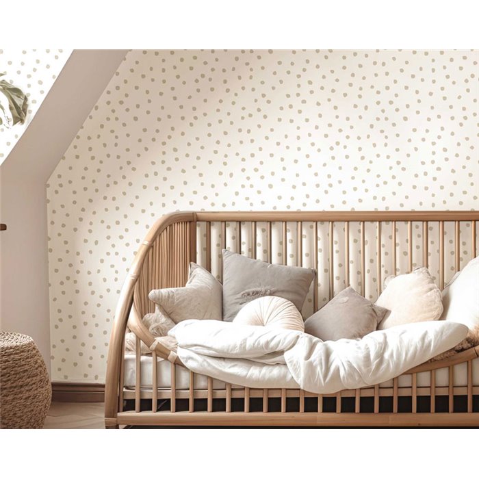 Cristiana Masi|Tapete Kinderzimmer Tapete mit hellbeigen Punkten|Kindertapete