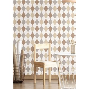 Casamance|Papel pintado geométrico rombos verde brillo metalizado|Rombos 2