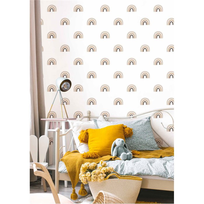 Cristiana Masi|Pastel Brown Rainbow Children's Wallpaper|Children's