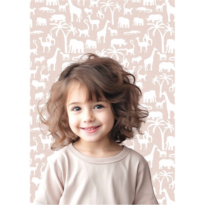 Cristiana Masi|Papier Peint enfant silhouettes animaux Rose poudré|Enfants
