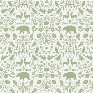 As Creation|Wallpaper children's wallpaper with forest flowers and animals|Children's