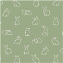 Cristiana Masi|Papier Peint enfant avec des petits lapins dessinés en vert sauge|Enfants