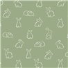 Cristiana Masi|Papier Peint enfant avec des petits lapins dessinés en vert sauge|Enfants