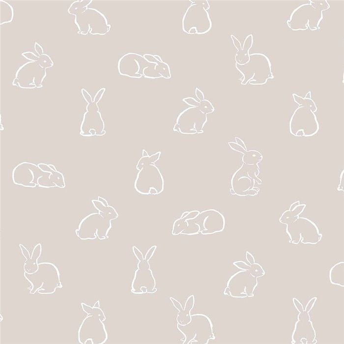 Cristiana Masi|Papel pintado infantil conejitos perfilados en gris topo claro|Infantil