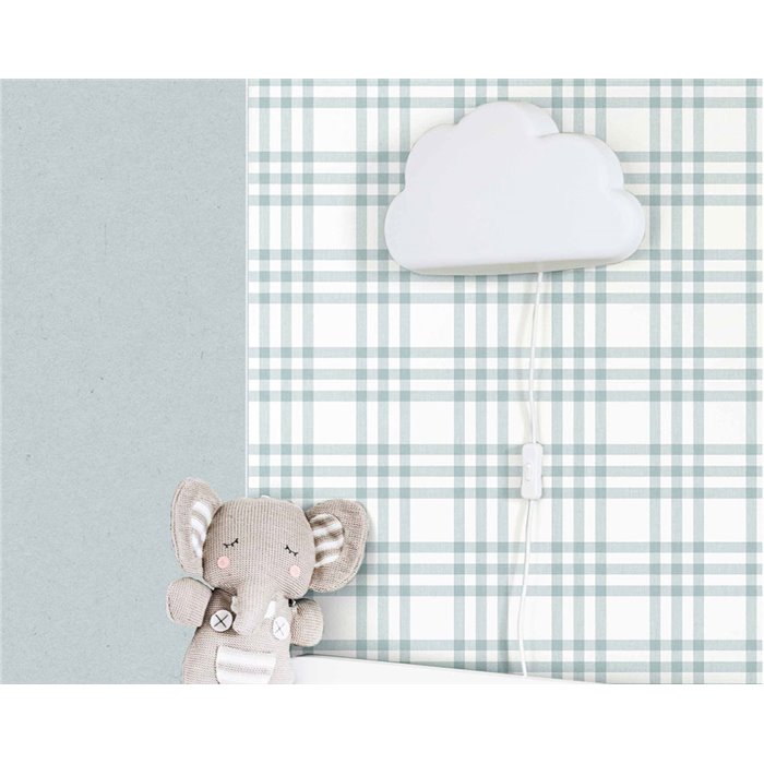 Cristiana Masi|Papel pintado infantil cuadros escoceses en azul hielo|Infantil