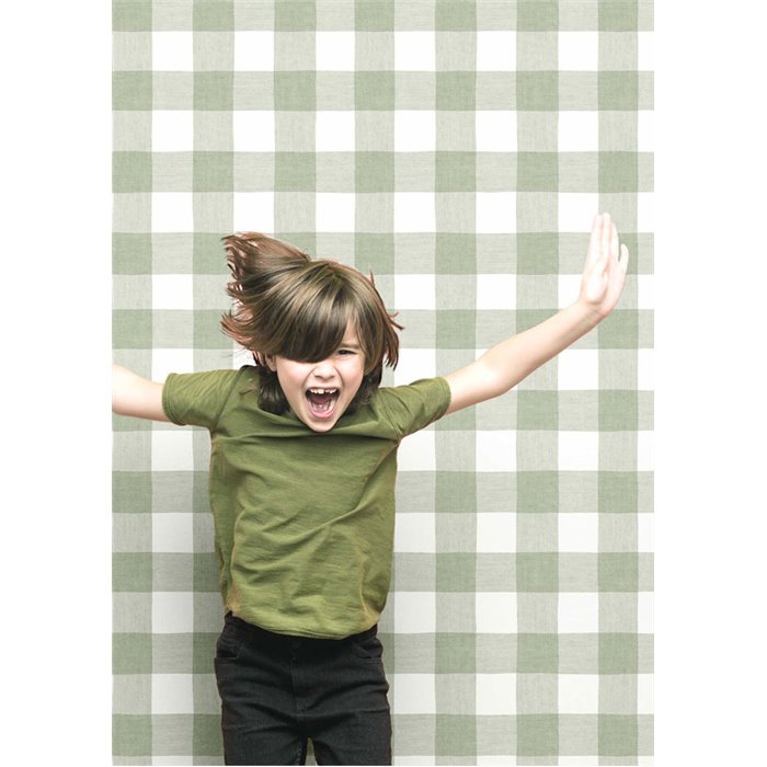 Cristiana Masi|Wallpaper for children with large squares in sage green|Children's