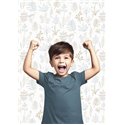 Cristiana Masi|Papier Peint pour enfants avec des feuilles dessinées en bleu et beige|Enfants