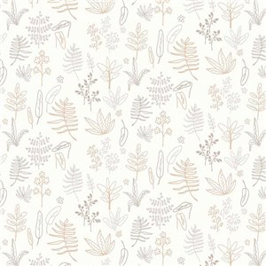Cristiana Masi|Wallpaper for children with drawn leaves in pink and gray|Children's