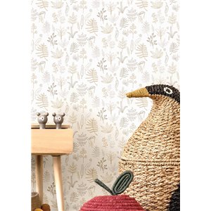 Cristiana Masi|Wallpaper for children with drawn leaves in pink and gray|Children's 2