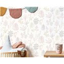 Cristiana Masi|Wallpaper for children with drawn leaves in pink and gray|Children's