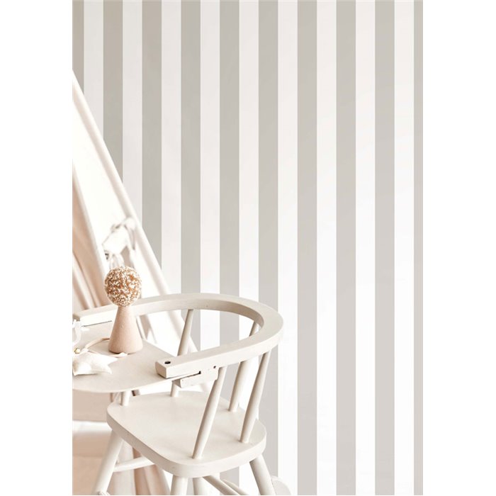 Cristiana Masi|Papier Peint pour enfants à larges rayures en taupe clair|Enfants