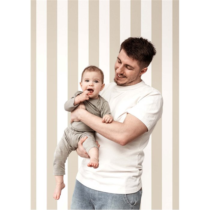 Cristiana Masi|Papier Peint pour enfants à larges rayures en beige grillé|Enfants