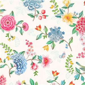 Grandeco|Skandinavischer Blumenstil Blaue Tapete|Blumen