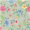 Pip Studio|Papier peint fleurs multicolores romantiques sur fond vert pastel|Papier Peint