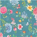 Pip Studio|Papier peint floral aux couleurs vives sur fond turquoise|Papier Peint