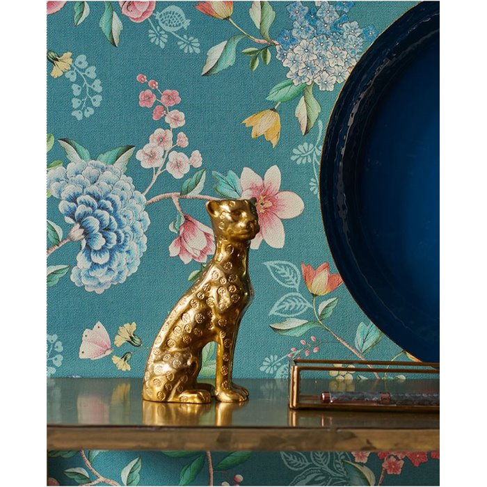 Pip Studio|Papel pintado floral colores alegres y fondo azul turquesa|Papel Pintado