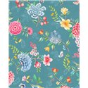 Pip Studio|Floral wallpaper in bright colors with turquoise blue background|Wallpaper