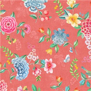 Pip Studio|Papier peint fleurs multicolores romantiques sur fond vert pastel|Papier Peint