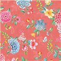 Pip Studio|Romantische rote Blumentapete mit Vögelchen|Rustikal