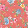 Pip Studio|Romantische rote Blumentapete mit Vögelchen|Rustikal