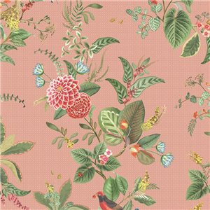 Pip Studio|Fröhliche Blumentapete mit Vögelchen|Tapeten