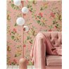 Pip Studio|Romantic pink wallpaper with green flowers and multicolor birds|Rustic