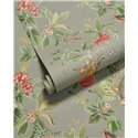 Pip Studio|Papel pintado flores y pajarillos verde, estilo romántico|Papel Pintado