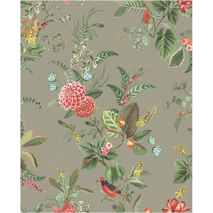 Pip Studio|Romantic green floral wallpaper with little birds|Wallpaper