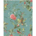 Pip Studio|Romantic turquoise floral wallpaper with birds|Rustic