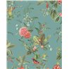 Pip Studio|Papel pintado floral turquesa con pájaros, estilo romántico|Rústico