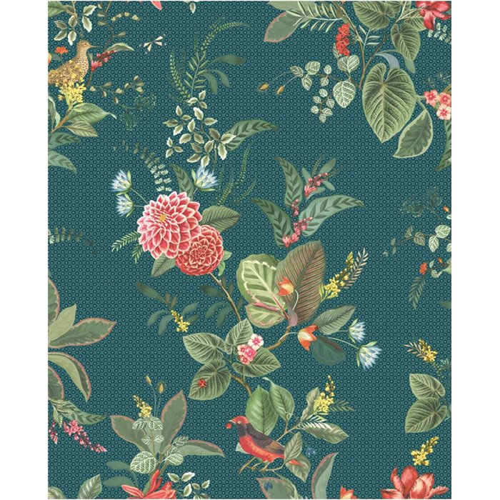 Pip Studio|Romantic floral wallpaper in blue and multicolor|Wallpaper