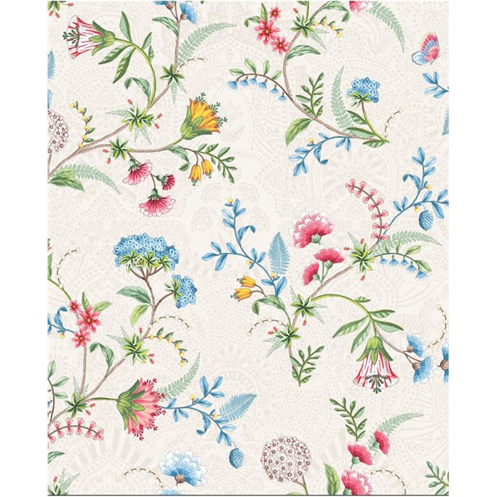 Pip Studio|Romantische blaue Blumentapete mit bunten Blumen|Tapeten