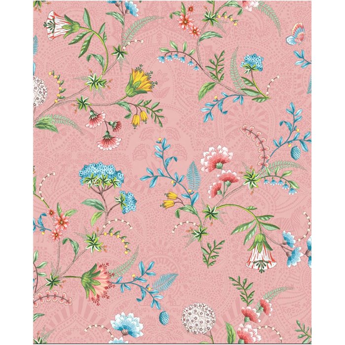 Pip Studio|Papier peint romantique rose avec fleurs multicolores|Romantique