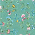 Pip Studio|Papier peint vert avec fleurs multicolores romantiques|Papier Peint