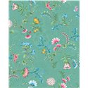 Pip Studio|Papier peint vert avec fleurs multicolores romantiques|Papier Peint