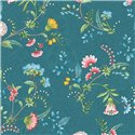 Pip Studio|Papier peint bleu avec fleurs multicolores romantiques|Papier Peint