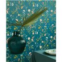 Pip Studio|Papel pintado azul con flores multicolor romántico|Papel Pintado