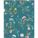 Pip Studio|Papier peint bleu avec fleurs multicolores romantiques|Papier Peint