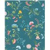 Pip Studio|Papier peint bleu avec fleurs multicolores romantiques|Papier Peint