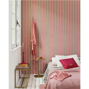 Eijffinger|Papier peint rétro moderne rayures lilas et marron|Rayures 2