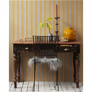 Casadeco|Papier peint rayures classiques vert et beige verticales|Rayures 2
